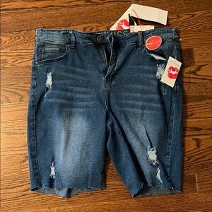 Brand new Hot Kiss Distressed high rise Bermuda  Shorts size 16